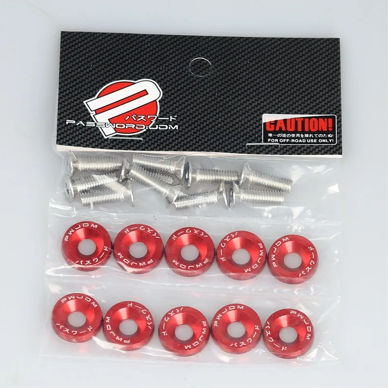 10Pcs M6 Fasteners Screws Aluminum Fender Washers and Bolt License Plate Frame Washer Bolts For Automobile Modification