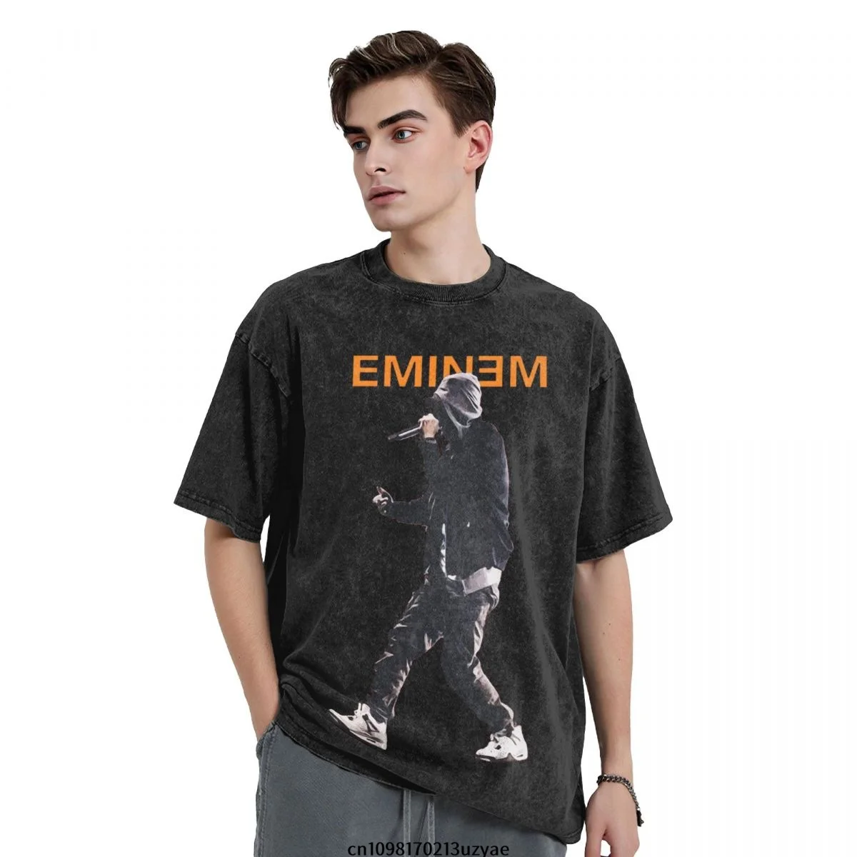 

Eminem Мужская винтажная хлопковая футболка с коротким рукавом Летняя футболка в стиле хип-хоп