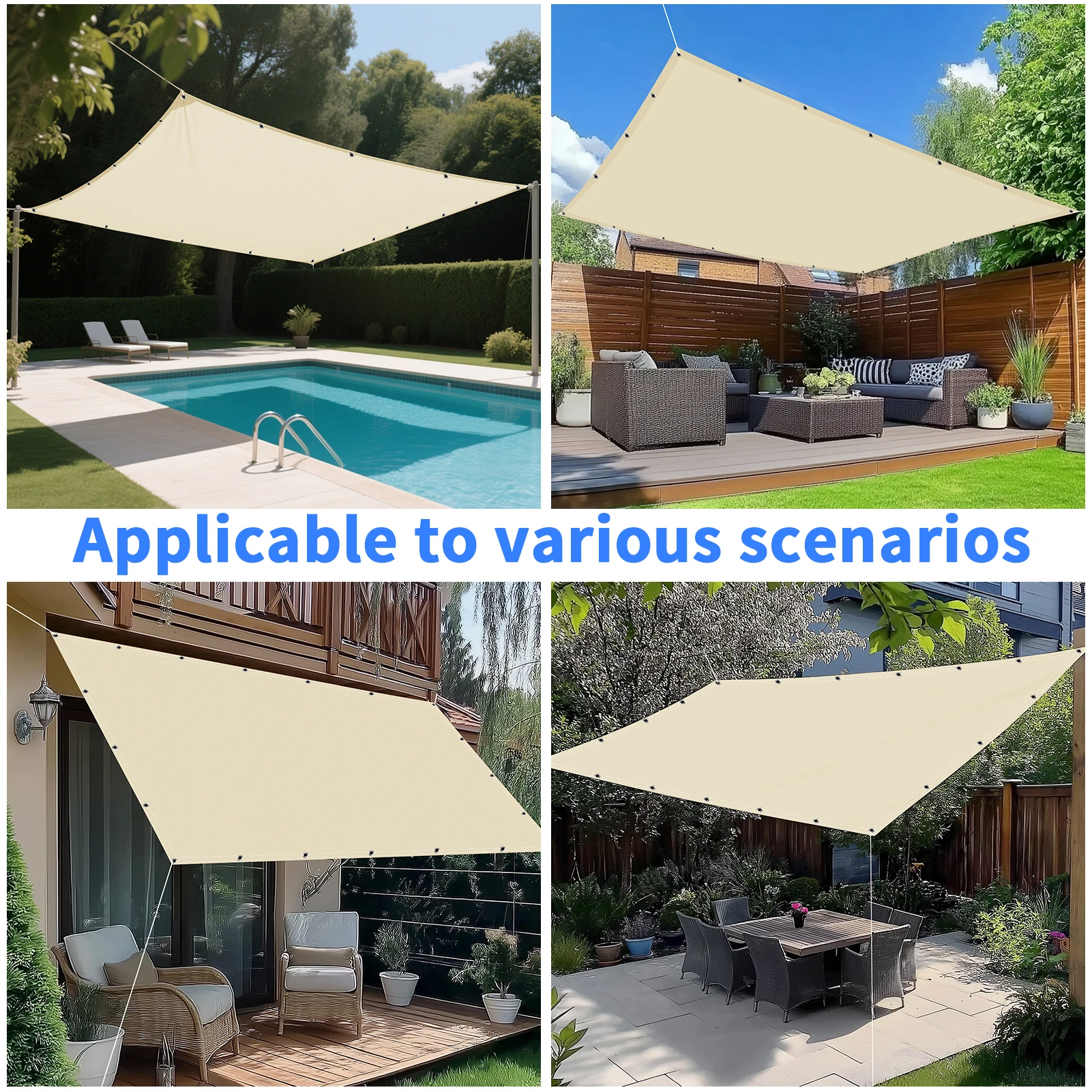 Wasserdichtes Schattentuch mit Ösen, Campingzeltplane, Sonnenschutz, Hängematten-Regendach für Camping, Wandern, Markise, Sonnenschutz – Detail 7