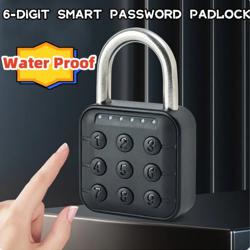 6-Digit Waterproof Smart Password Padlock Locker Password Lock Outdoor Use Combination Padlock Suitable for Gym Locker Locker