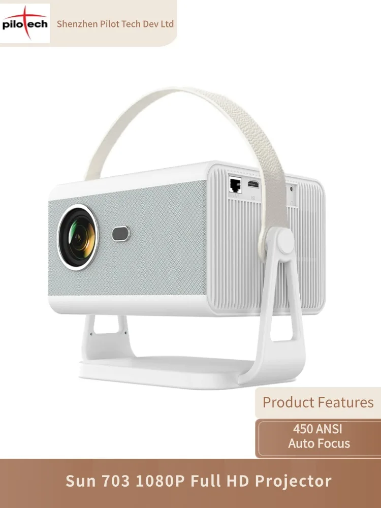 

Проектор Full HD Sun 703 1080P, 450 ANSI LM, автофокус, Android 12, зеркало Wi-Fi, динамик 5 Вт, для установки потолка/настольного компьютера