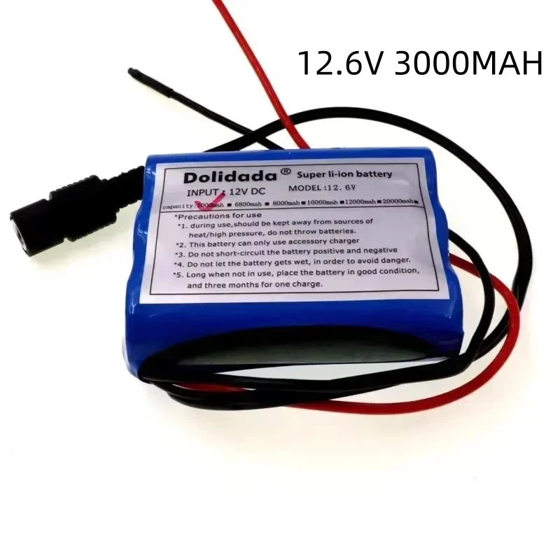 2022 12V 3000mAh 18650 Li-ion Rechargeable Battery Pack with 3A Batteries And 12.6V 1A Charger for CCTV Camera - Free Shopping I