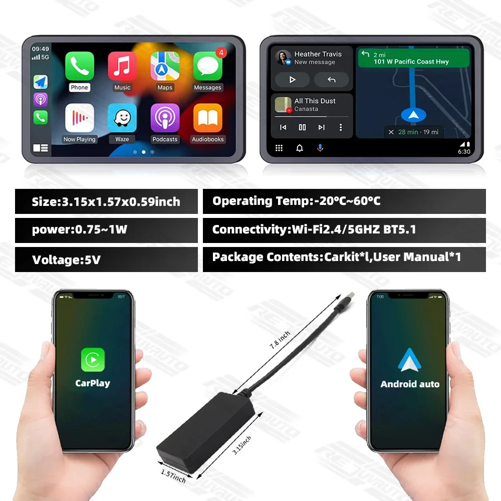 Wireless Carbitlink Adapter To Carplay Android Auto Multimedia Bluetooth Dongle For Changan Baic Chery Geely Wuling Dongfeng GAC