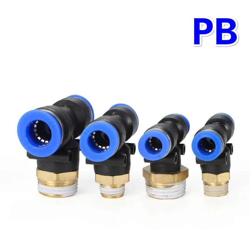 

Tee Pneumatic Fittings Quick Connection-peg T Type PB 4 6 8 10 12mm- M5" 1/8" 1/4" 3/8" 1/2" Male Threaded