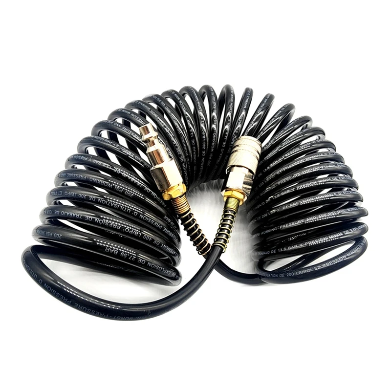 

HLZS-1/4NPT Pneumatic Adapter Quick Coupler Inflating Coil Air Hose Compressor Air Pressure Hose Quick Connector 5Mmx8mmx7.5M