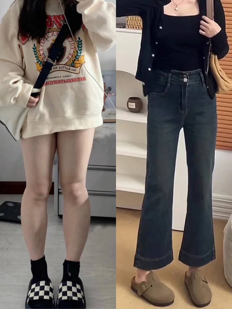 

Утягивающие джинсы-боты с высокой талией, женские эластичные джинсовые брюки с девятью острым вырезом для женщин больших размеров