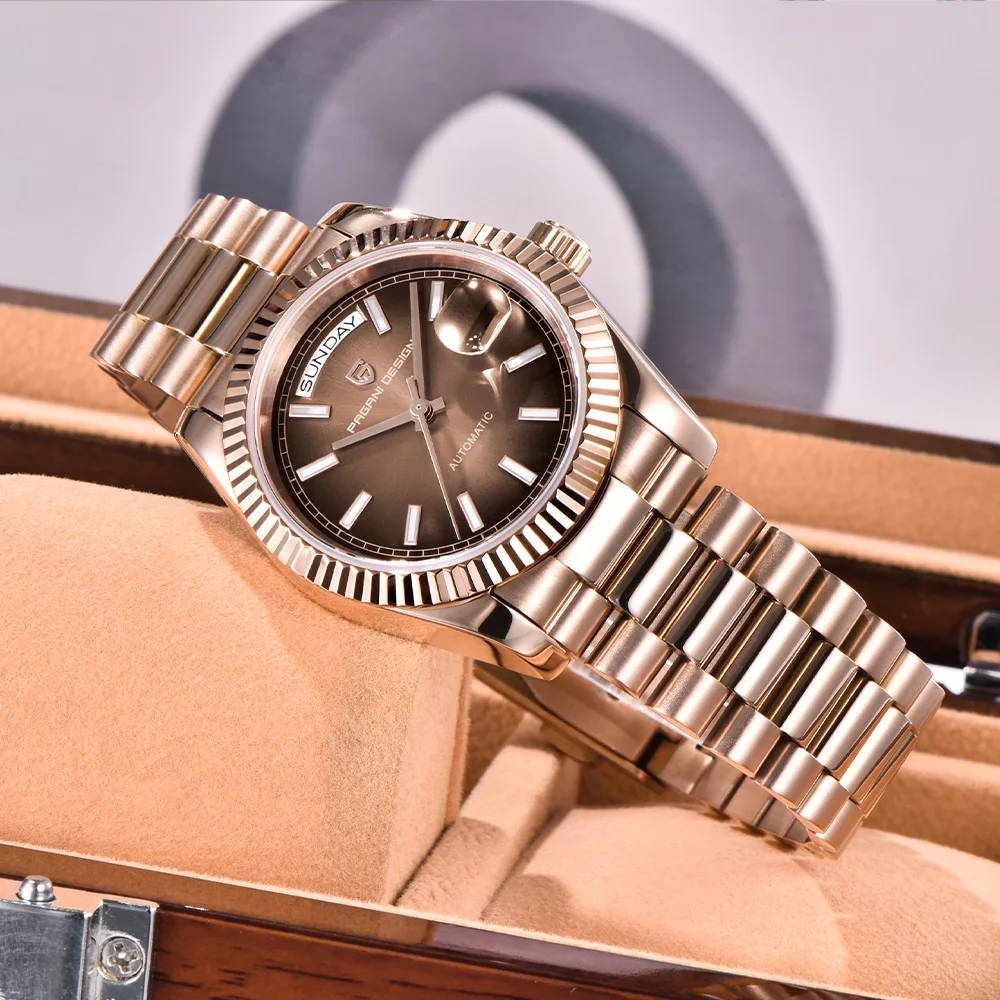 

Мужские механические часы Pagani Design DD36 2026 года, розовое золото, люкс, сапфировое стекло, автоматические, водонепроницаемые, светящиеся