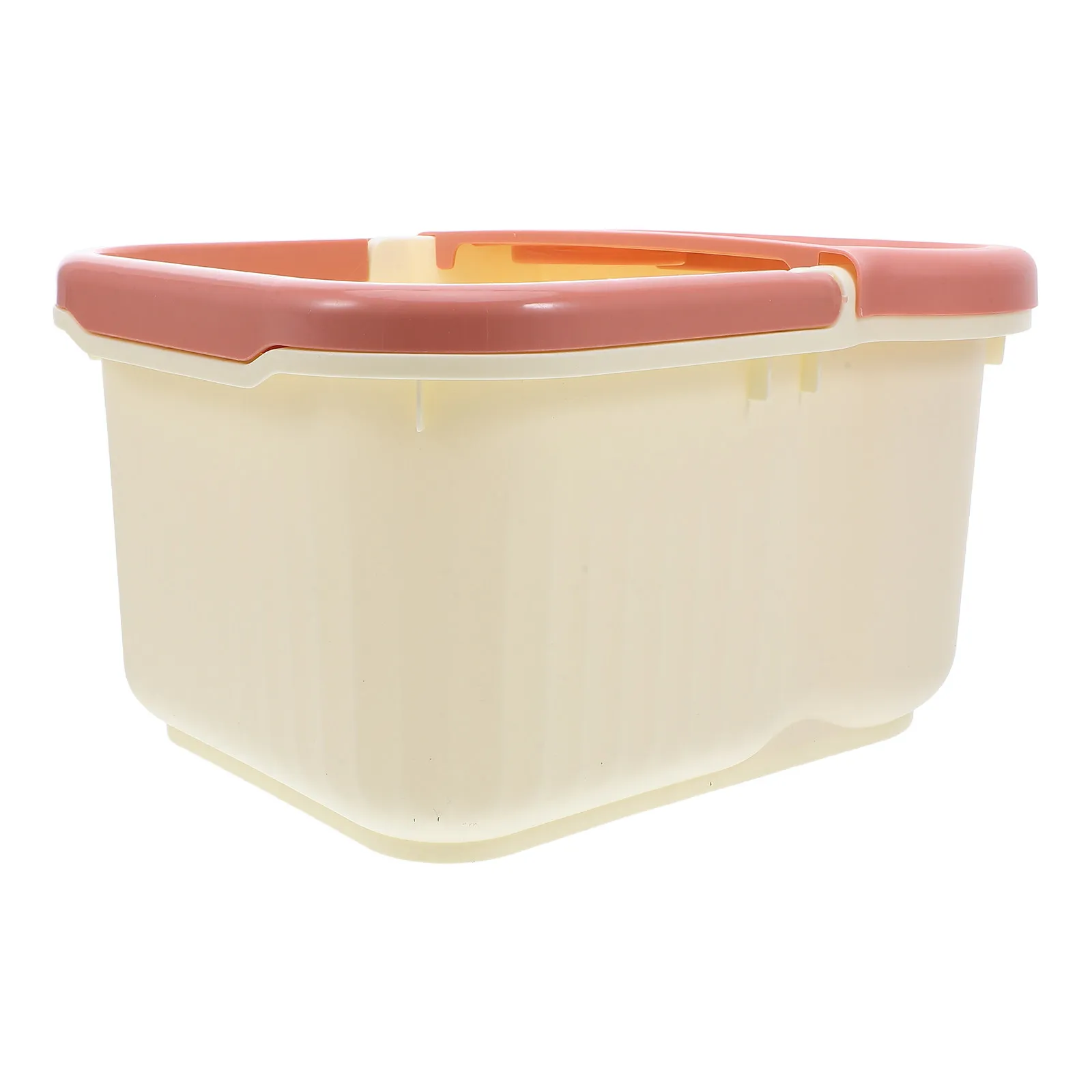 

Plastic Foot Soak Tub Beige Foldable Handle Insulated Foot Bath Basin for Home Spa Pedicure Massage Comfort Ankle Deep Soaking