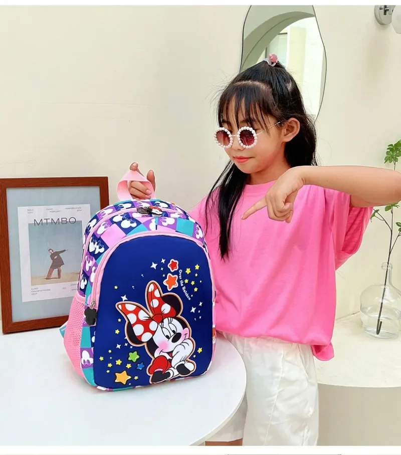 MINISO Disney-mochila multifuncional con estampado de Mickey y Minnie para niños, bolso escolar de dibujos animados para jardín de infantes, novedad