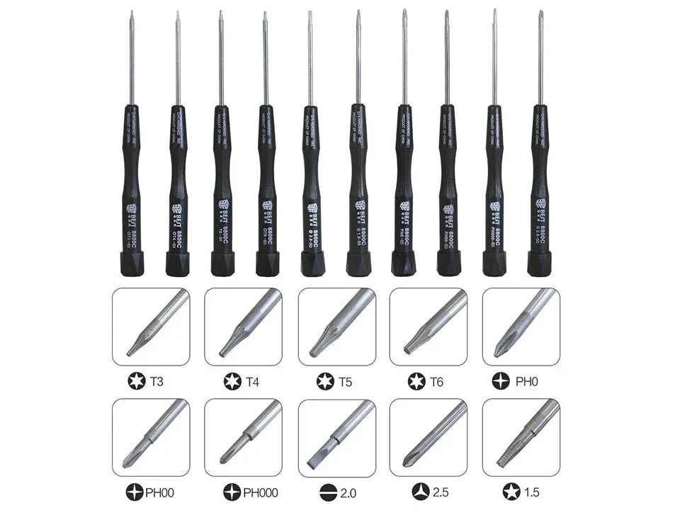 10pcs Magnetic Screwdriver Set P2 Pentalobe Torx Y-Type Phillips Flatted for Macbook Samsung Huawei Phone Tablet PC Repair Tools