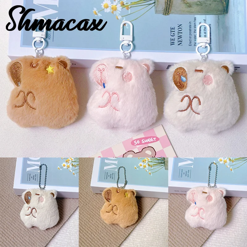 Porte-clés en peluche douce Capybara, pendentif de sac d'école, ornement d'écouteur, porte-clés pour couple, joli animal en peluche, beurre, cadeaux