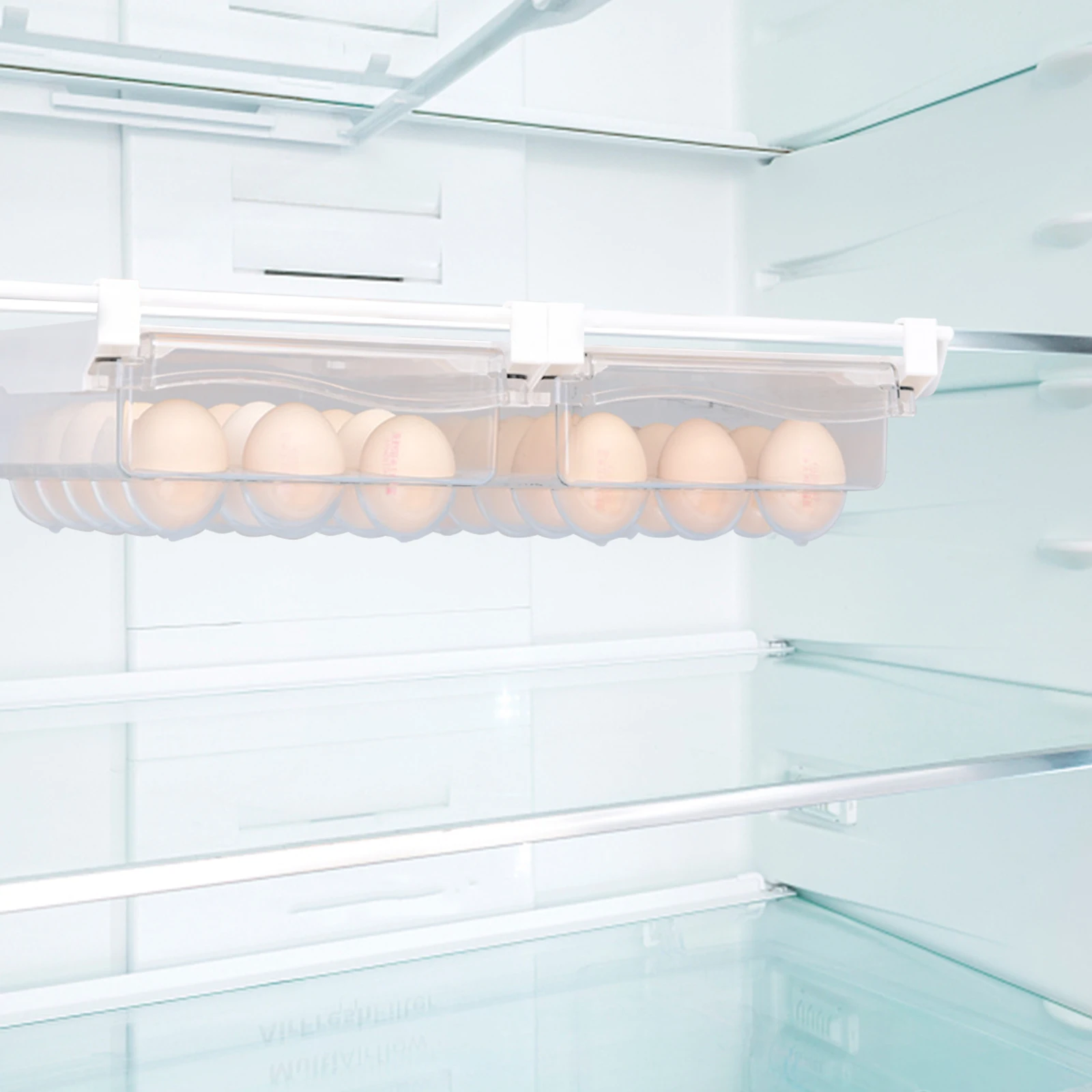 

1pc Hanging Drawer Type Egg Tray Multi Compartment Fridge Organizer Egg Storage Rack Abs Pet Material Kitchen Accessory