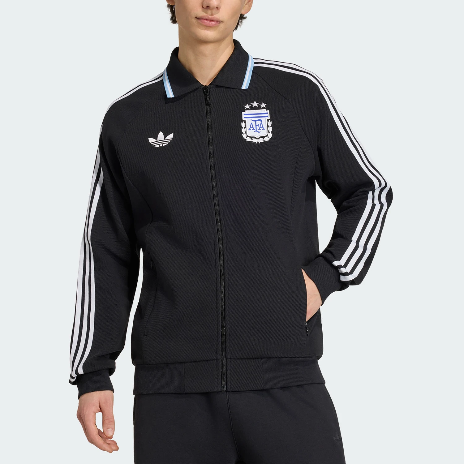 Adidas genuine clover men's retro football long sleeved zipper jacket JZ6287