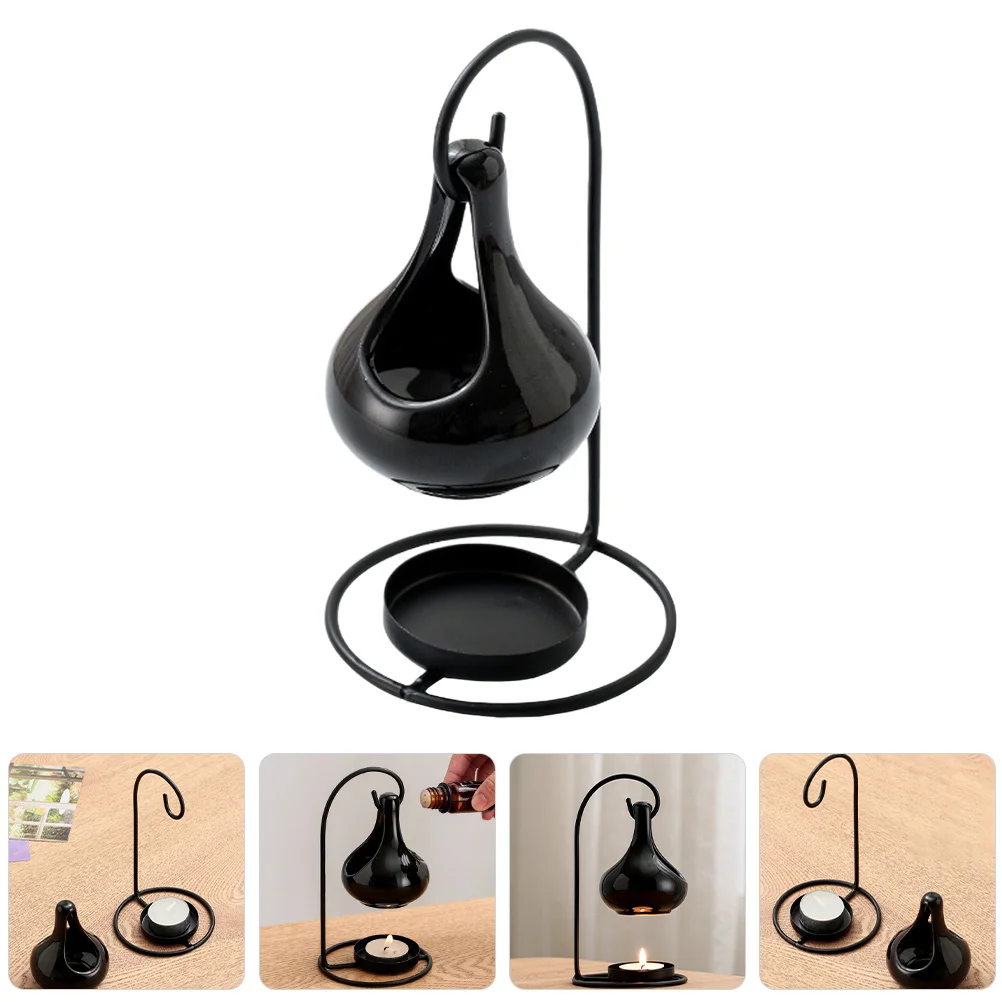 

Tealight Essential Oil Burner Ceramic Iron Aroma Diffuser Large Capacity Fragrance Holder Home Office Decor Aromatherapy Black