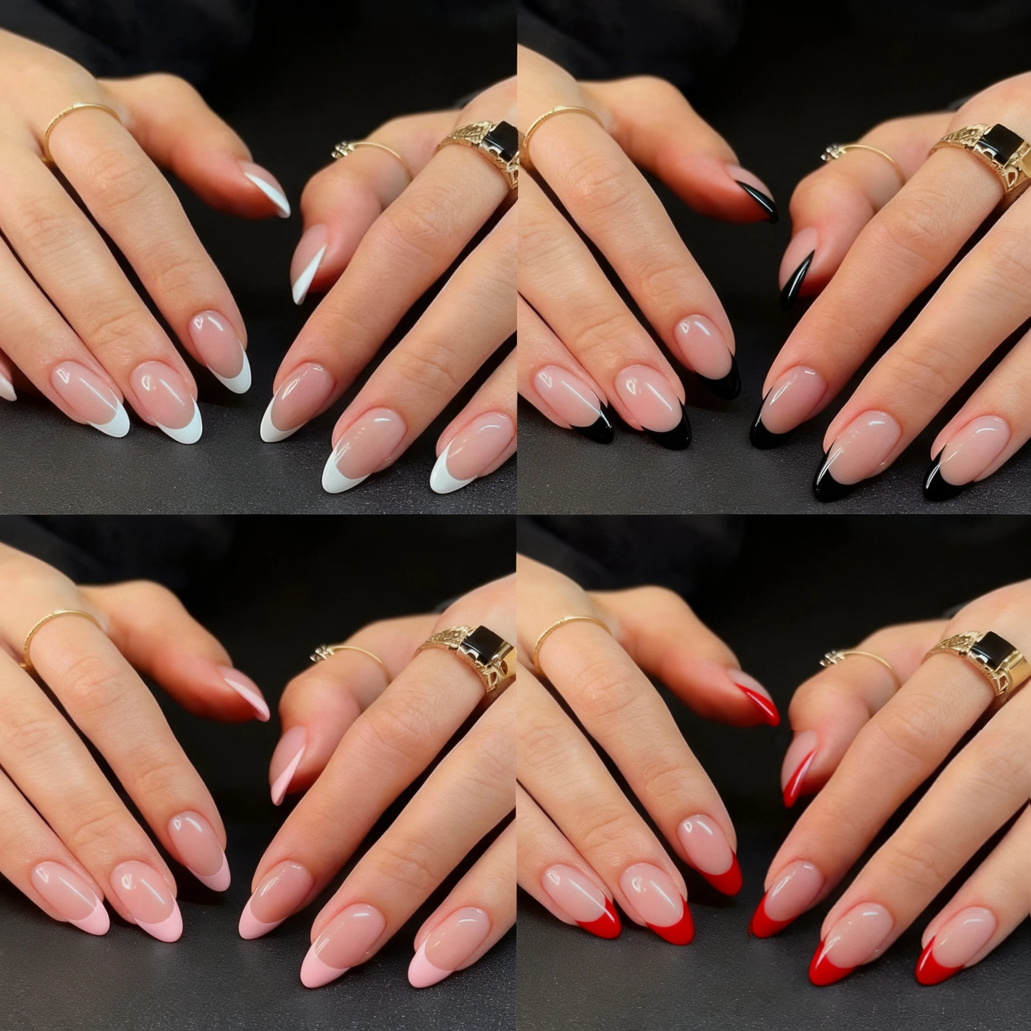 96 STKS Wit, Zwart, Roze, Rood Franse rand ontwerp Klassieke Pure Kleur Dagelijks Minimalistische Amandel Nagels Voor Meisje Moeder Vrouwen Gift