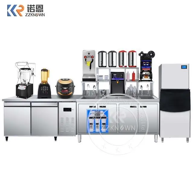 Factory Outlet Customizable All Set Bubble Tea Equipment Milk Tea Shop Counter Bubble Tea Counter With 3D Design Layout