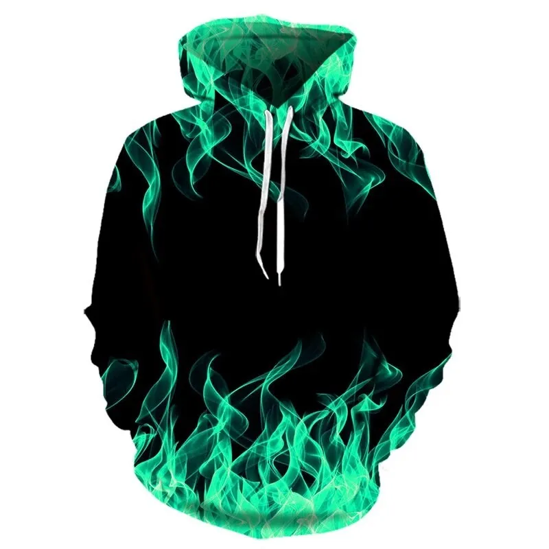 

2023 New Men's Multicolored Flames Hoodie Sweatshirt 3D Print Sweatshirts Men Hooded Oversized Hoodie Fashion Autumn Clothing