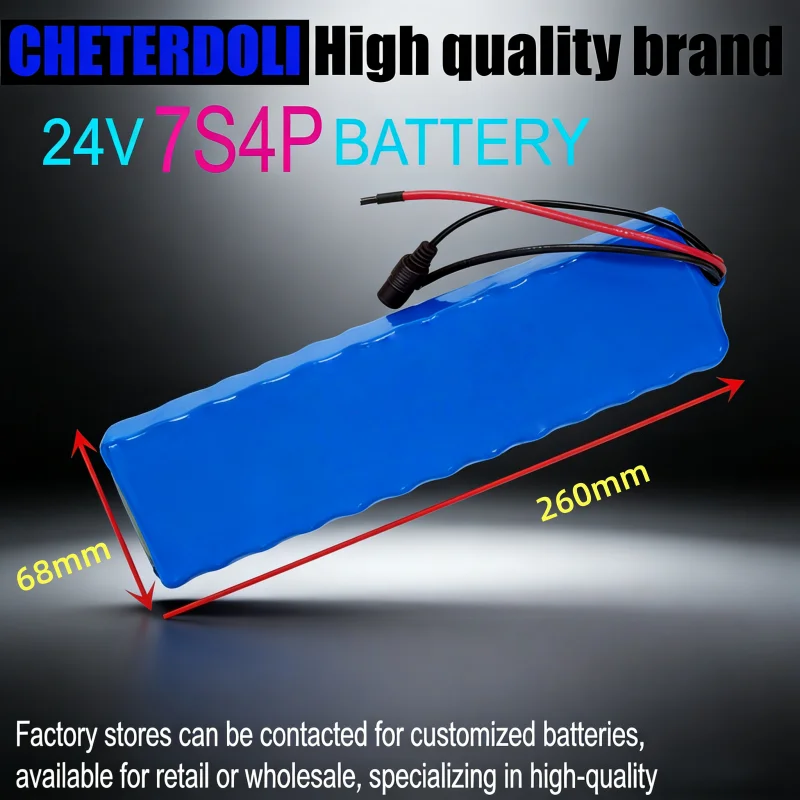 

24V Rechargeable Lithium Battery 10000mAh with 15A BMS & 29.4V 2A Charger, Li-ion Power Pack for LED Lights Security Camera