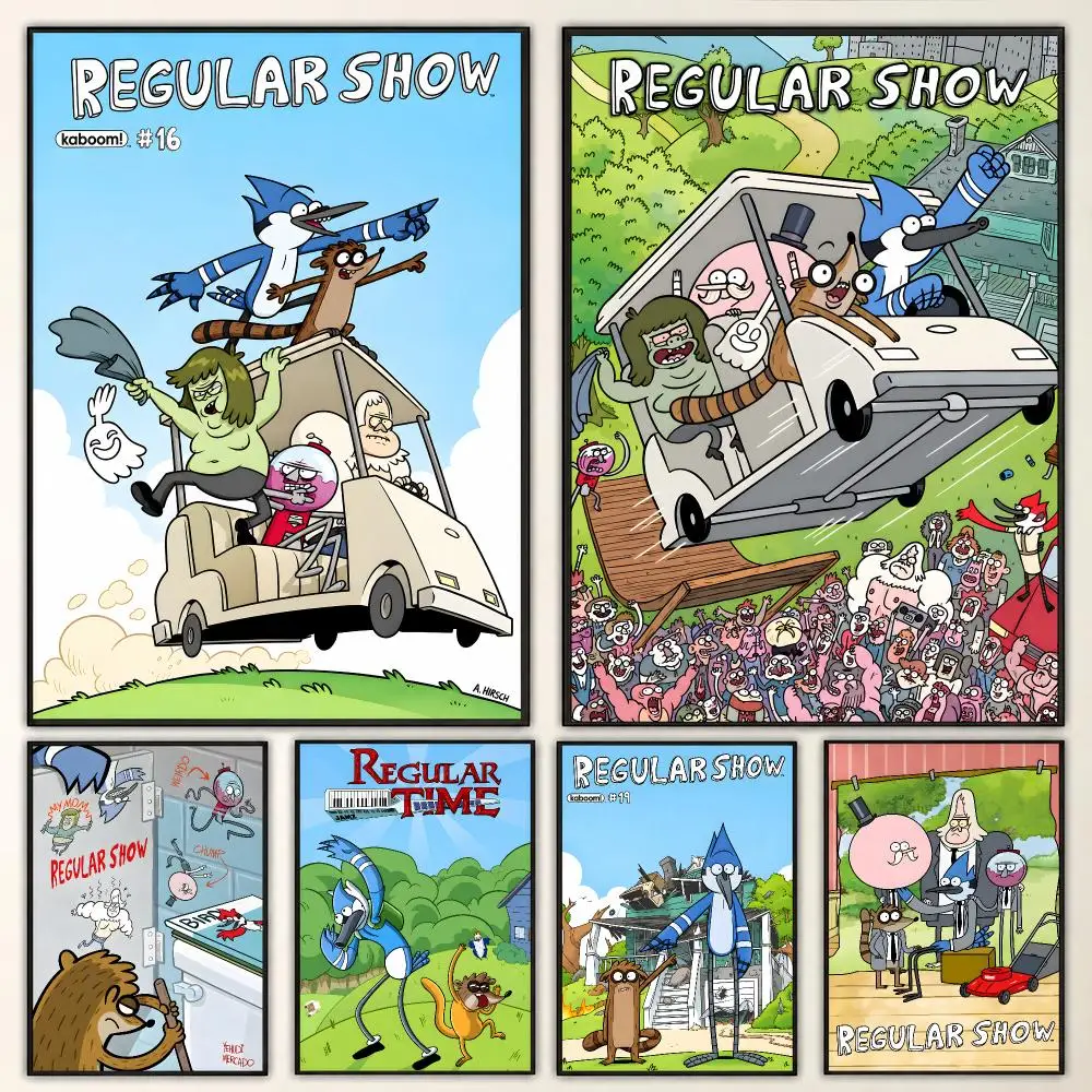 Regular Show Cartoon Series Retro 80s Comedy Visuals Poster Aesthetic Art Print for Bedroom & Living Room Decor, Unframed