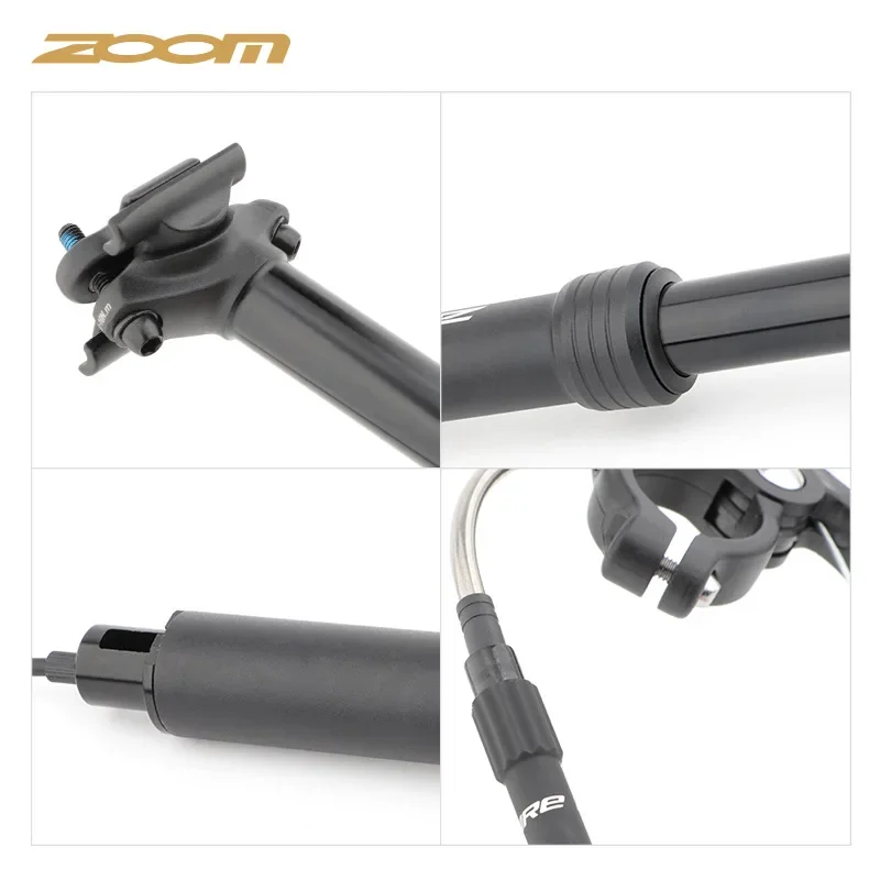 ZOOM Bicycle Dropper Seatpost Hydraulic Lifting Innternal Wire 80mm Stroke 27.2 28.6 30.8 31.6mm 33.9mm Mountain Bike Seat Post