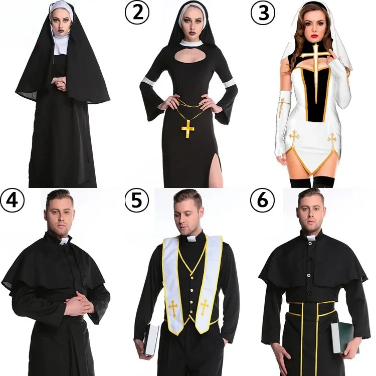 

Halloween 2025 Women's Adult Black Priestess Costume - Maria Nun Role-Play Outfit | Faith-Inspired Cosplay Attire