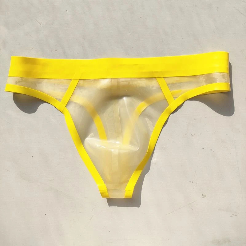 Latex Thong Men's Sexy T-back Tight Low Waist Bulge G-String Club Erotic Transparent Tanga Underpants