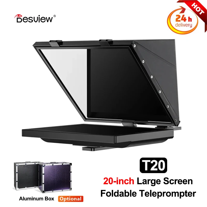 Desview T20 20-inch Folding Portable Teleprompter for Interview Conference Speech Studio Dedicated Teleprompter Speech Reader