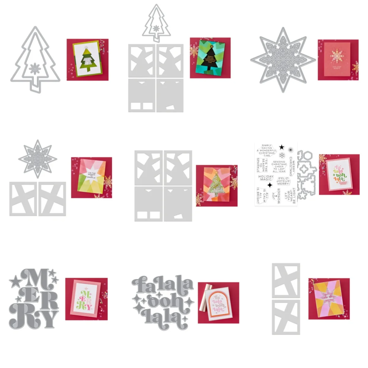 

Modern Holiday Greetings Merry Tree Stamp Set Metal Cutting Dies for DIY Making Card Scrapbook Embossed Paper Album Craft