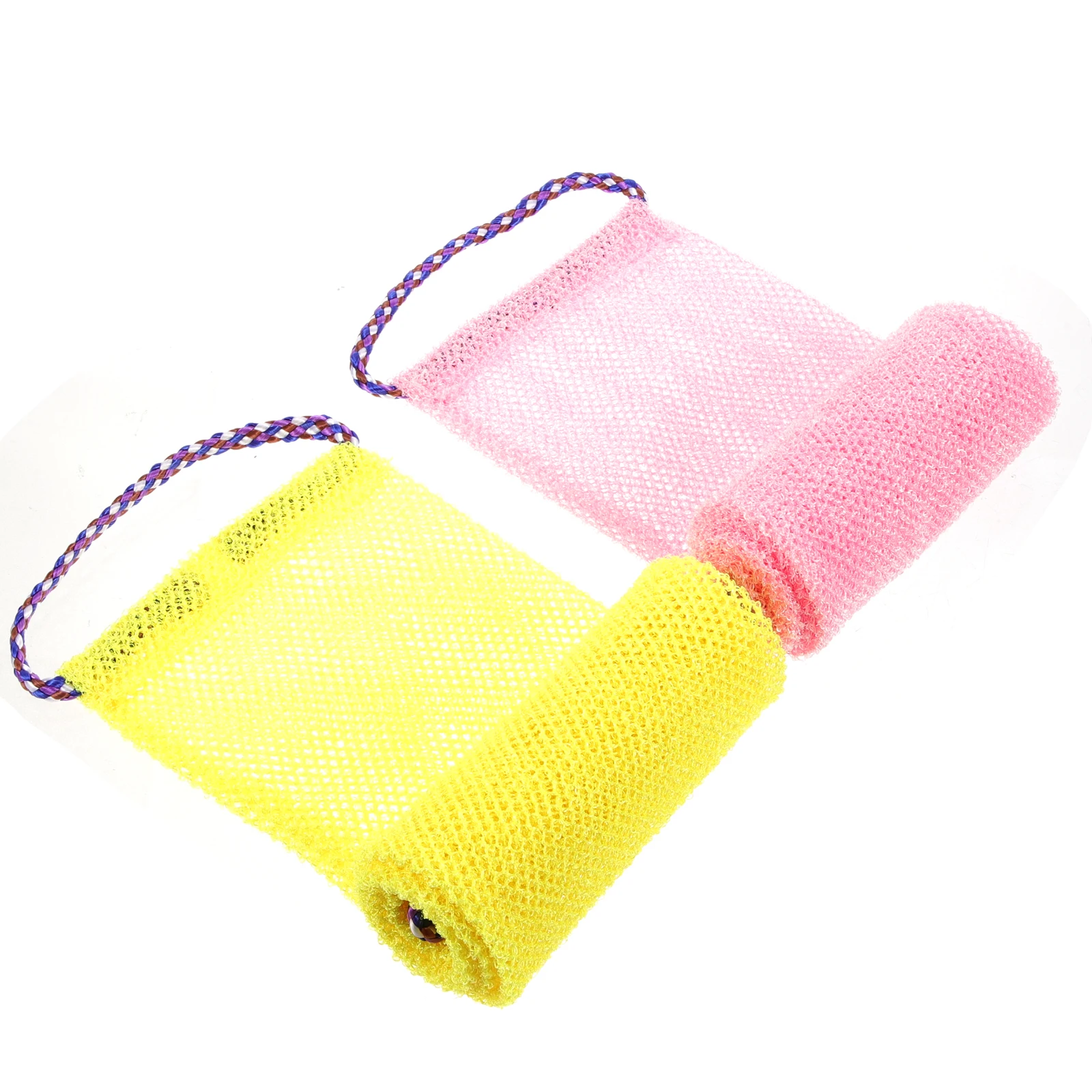 

2pcs Exfoliating Scrubber Back Towel for Shower Bath African Wash Net Premium Sturdy Safe Practical Lasting Use Removes Dead