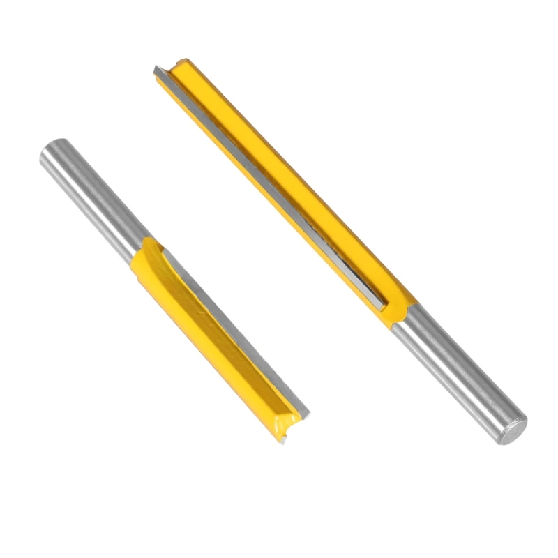 YUSUN 2PCS 8MM Shank  Long Blades  Straight   Router Bit  Woodworing Milling  Cutter For Wood  Cleaning Flush Trim