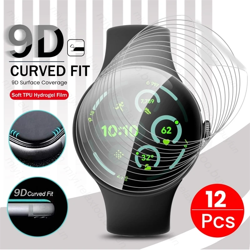 12PCS 9D Soft Hydrogel Film For Google Pixel Watch 3 Watch3 45mm 41mm Curved Screen Protector Not Glass on PixelWatch3 45 41 mm