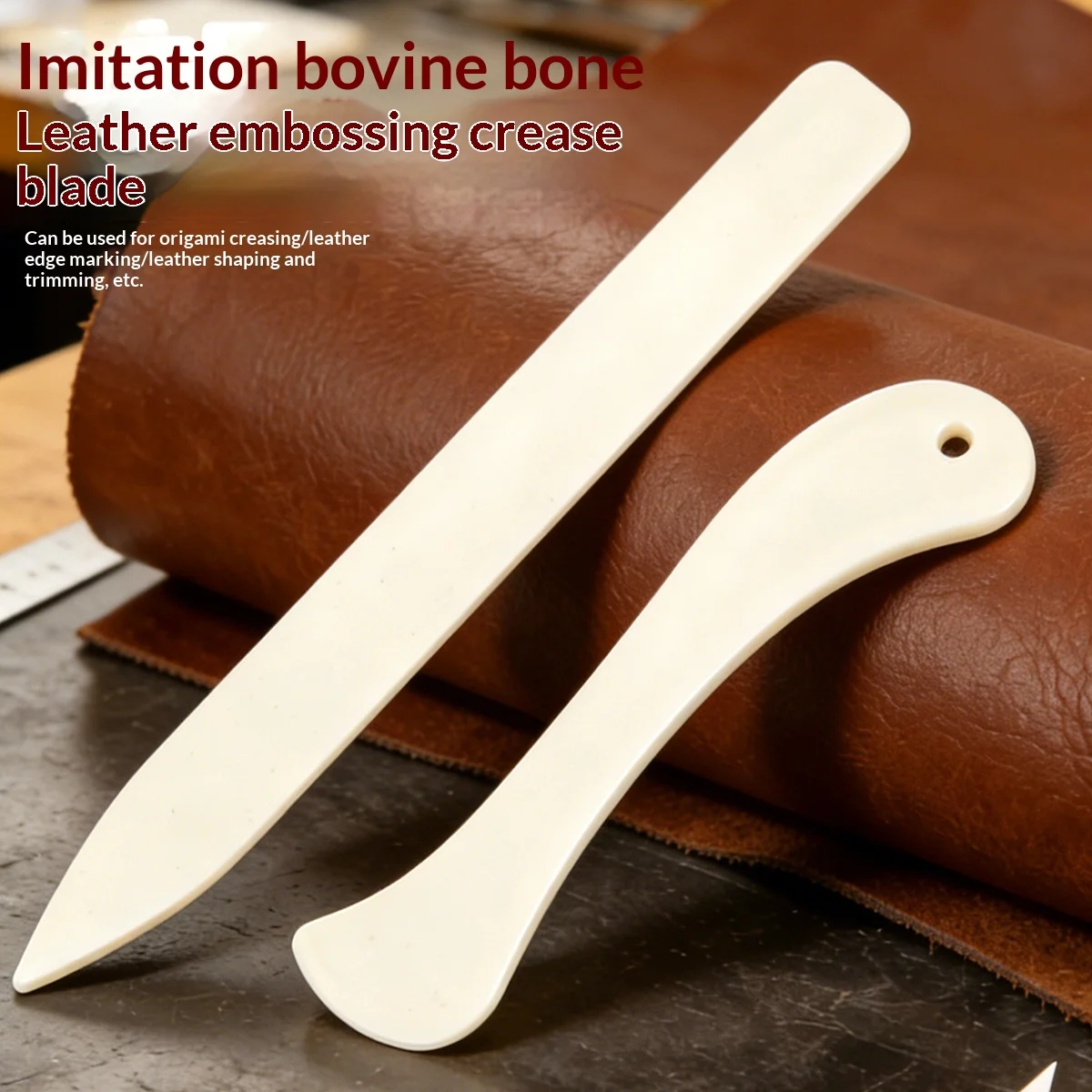 Imitation Cowhide Leather Embossing Folding Knife Letter Opener Creative Journal Material Collage Student Supplies Stationery