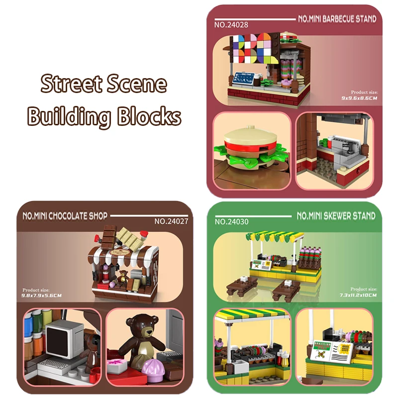 

Mini Street Scene Building Blocks Model Stall Vending Machine Small Particle Assembling Ornaments MOC Technical Bricks DIY Gifts