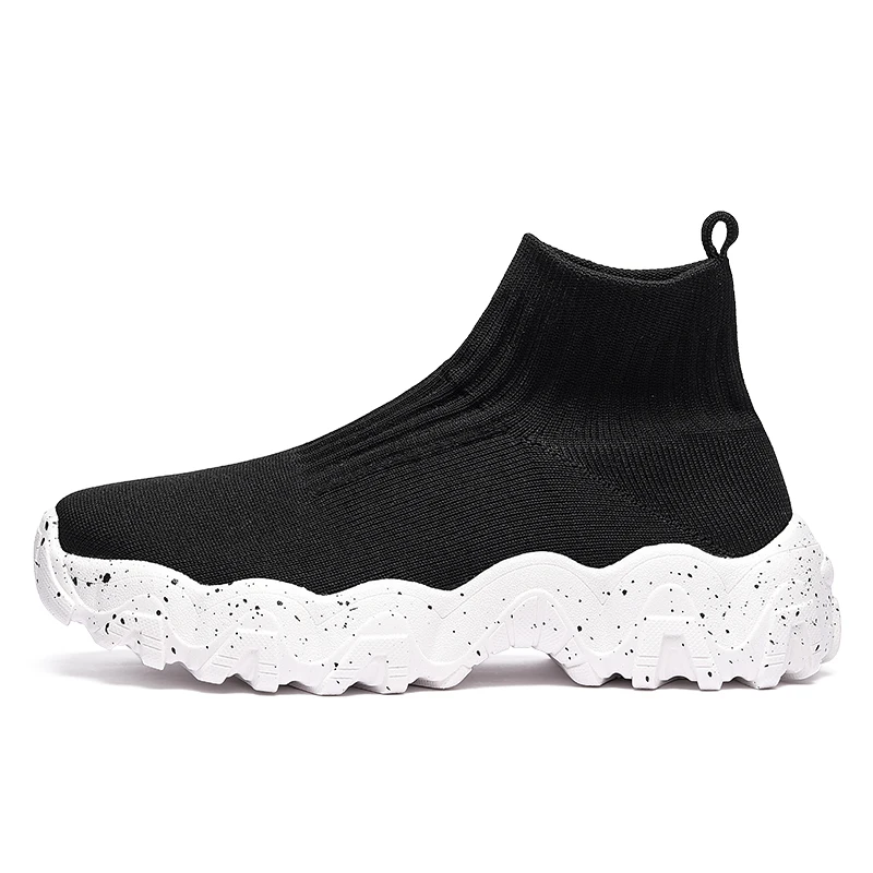 Men Shoes New Comfortable High-top Walking Shoes Women Lightweight Fashion Casual Sneakers Breathable Slip on Mens Loafers Black