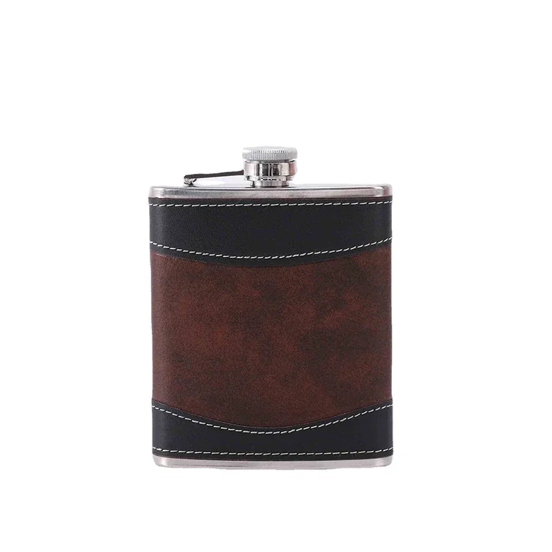 6/7/8Oz PU Leather Hip Flask Pocket Stainless Steel Wine Pot Vodka Whisky Bottle For Alcohol Portable Whiskey Gift for Men