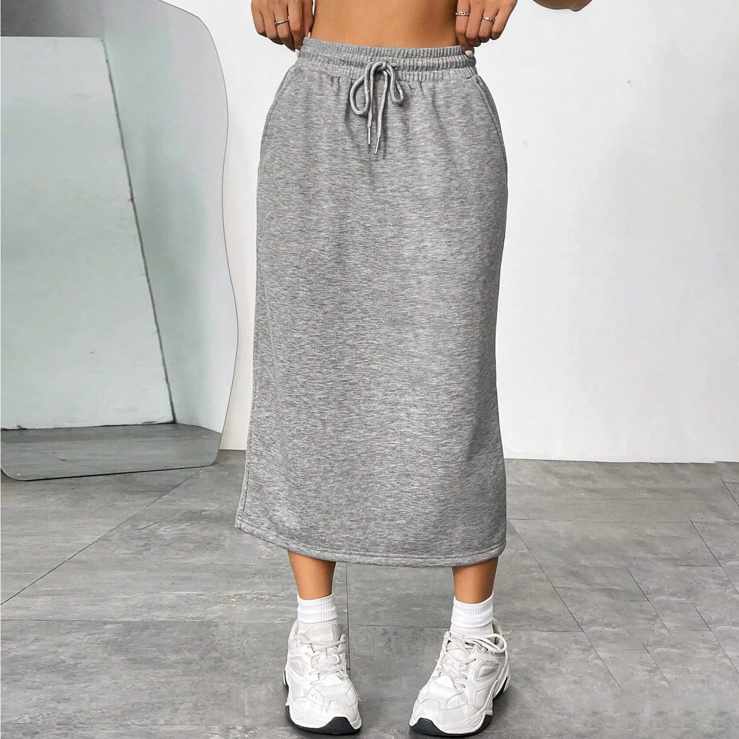 

Women's Fashion Medium and Long Split Skirt Casual Sports Sweater Skirts