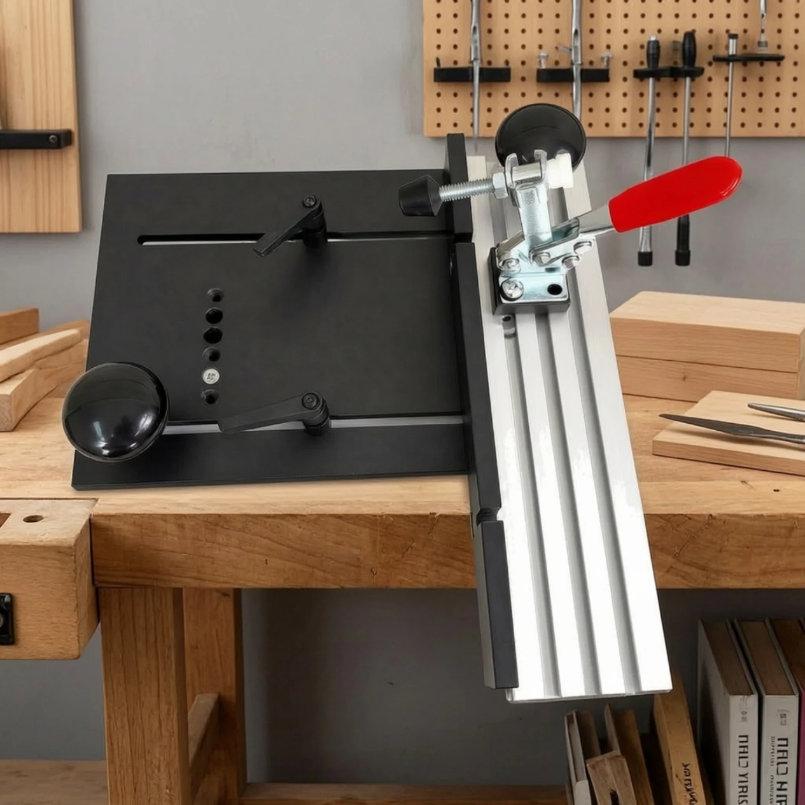 Compact Router-Table Trimming Sled Accurate Workpiece Routing Guide with Aluminum Rail Woodworking Tool Lightweight
