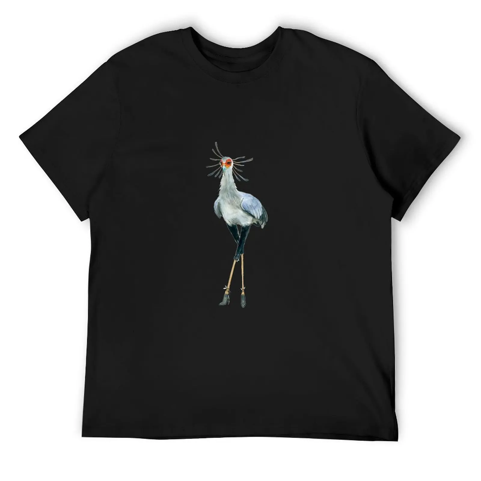 Watercolor Secretary Bird wearing high heels T-Shirt custom t shirt for a boy cheap stuff black t-shirts for men