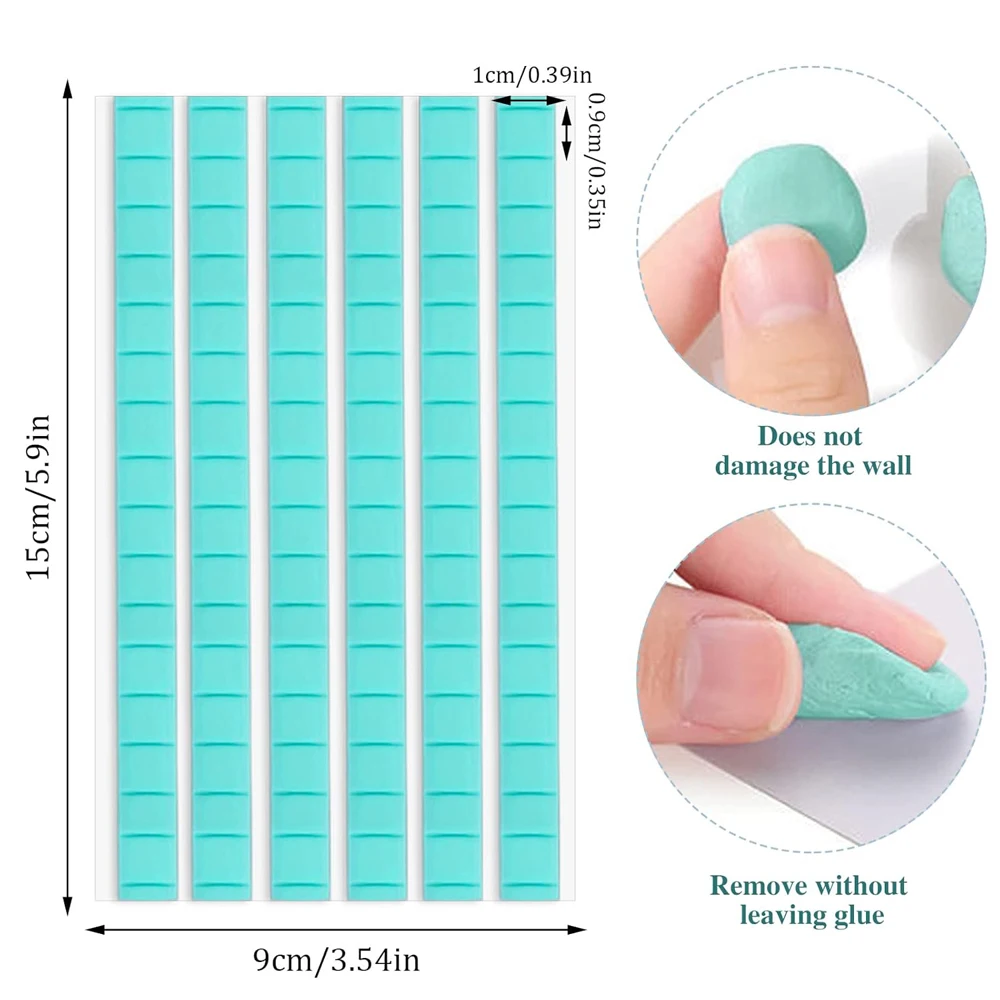 96 pièces/ensemble réutilisable affiche mastic ongles colle argile Super-collant ongles conseils support boue blanc/rose/vert adhésif manucure outil d'affichage