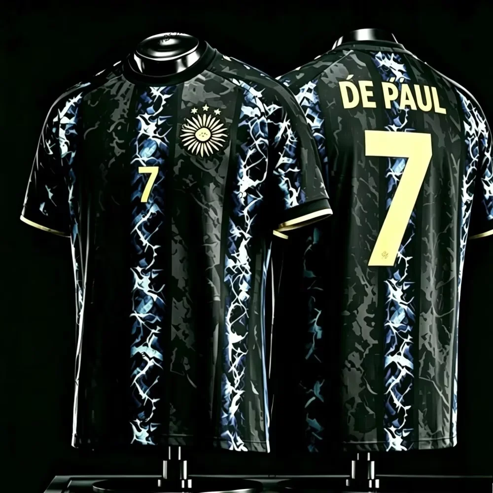New Argentine Messi Men's Football Jersey Casual Outdoor Breathable Quick-Drying Men's Short Sleeve T Shirt Summer Top