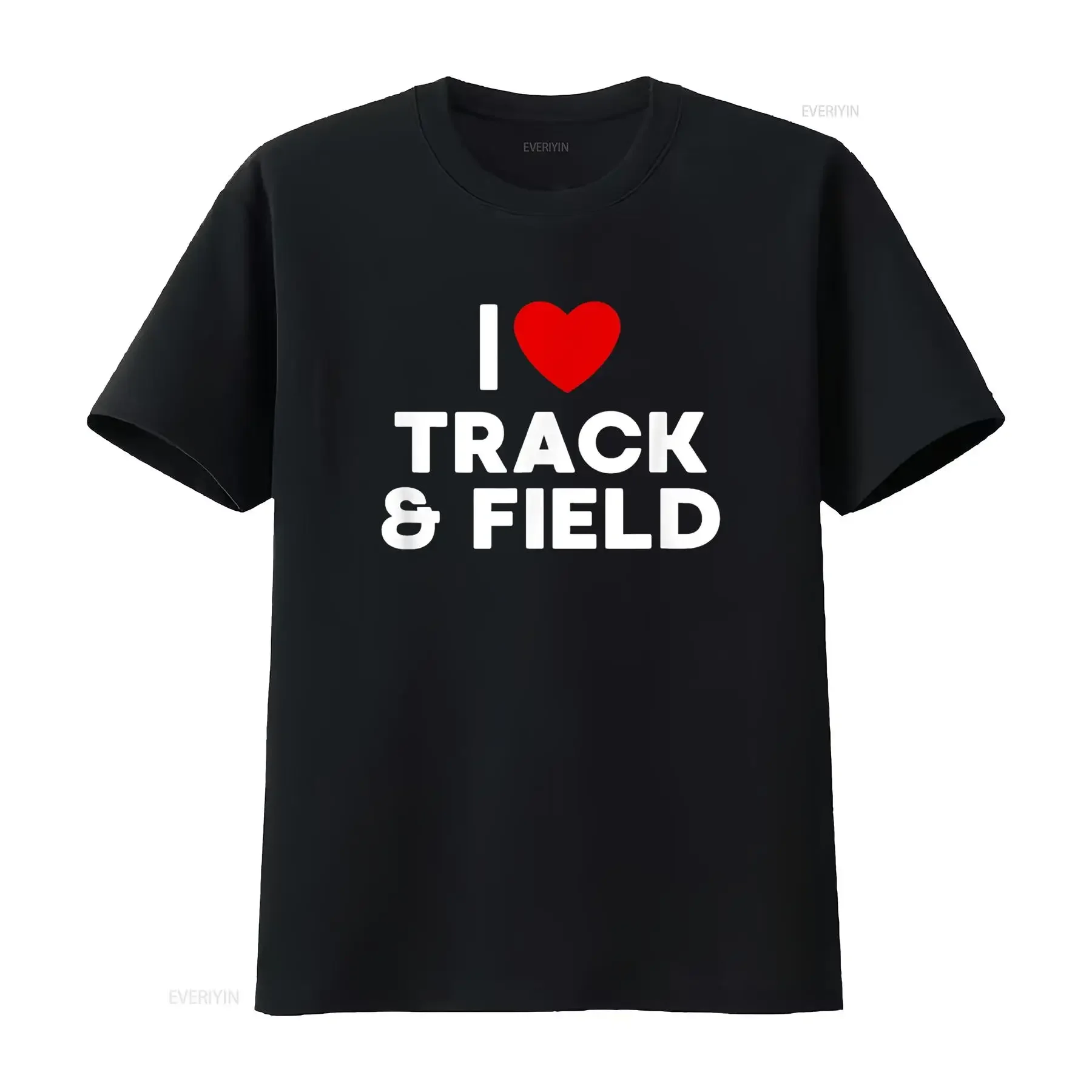 I Love Track Field T Shirt vintage Washed Casual homme streetwear fashion Unisex Stylish Top For Everyday Wear Breathable