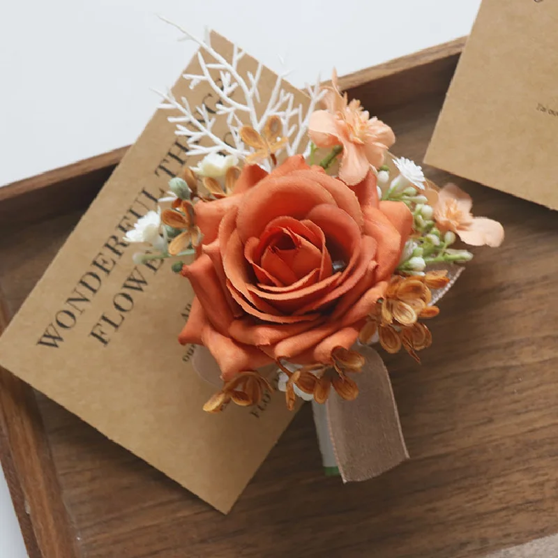 Buquê Artificial De Flor De Laranja, Buquê De Flores De Casamento, Celebração De Negócios, Abertura E Corsage Convidado, Boutonniere, 2436