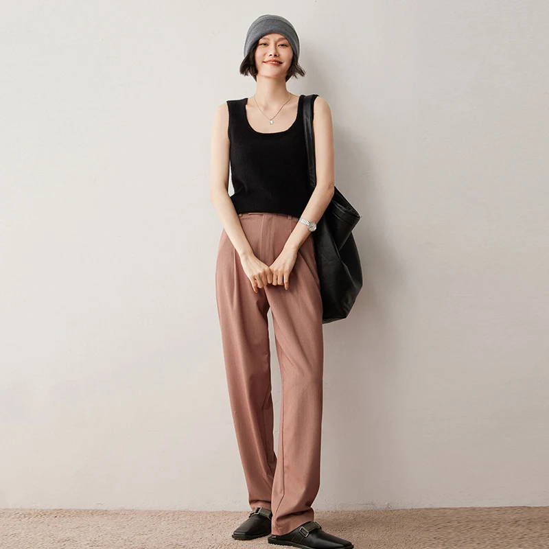 

Spring Summer Women 100% Cashmere Slimming Vest Sweater U-neck Sleeveless Pullovers Cashmere Knitwear Waistcoat Basic Soft Tops