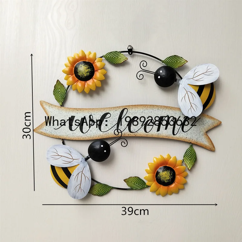HYS Balcony Garden Decoration Outdoor Wall Pendant Sunflower Garden Welcome Sign