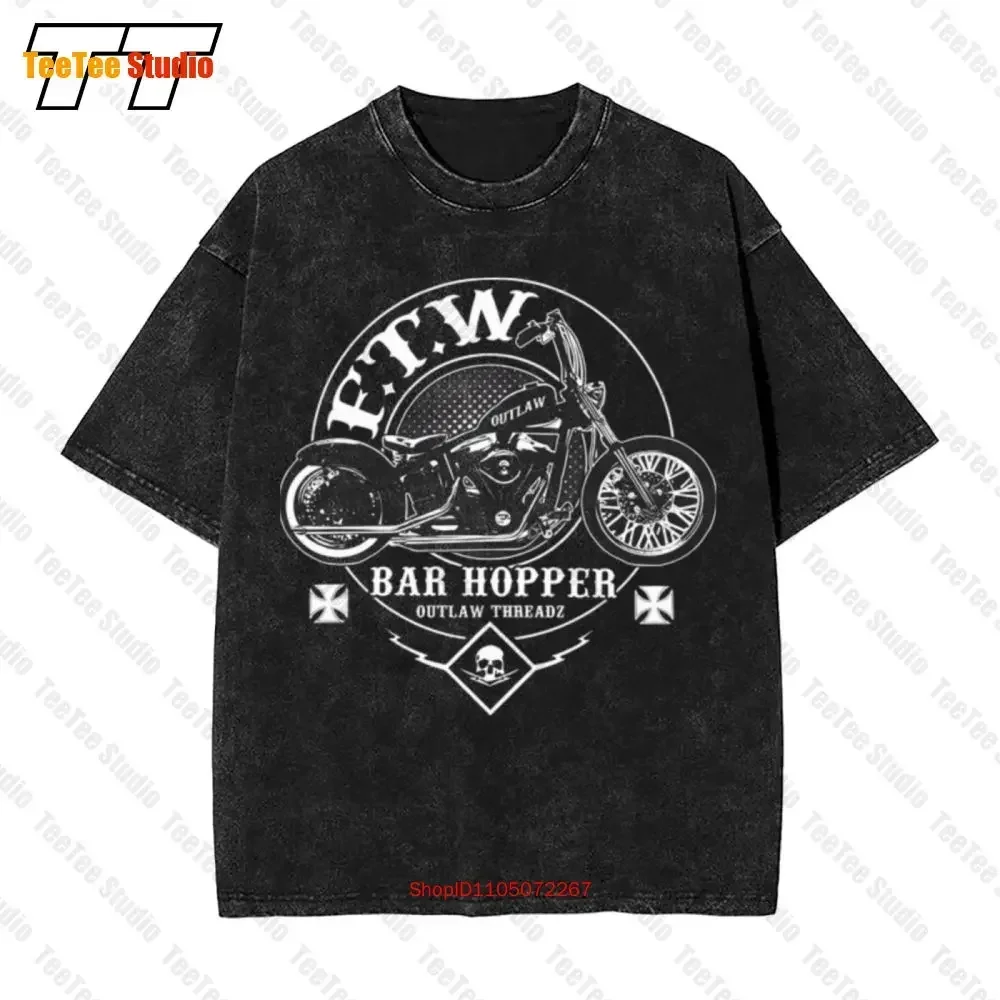 Outlaw Threadz Hopper Skull Motorcycle Biker Rider Ftw For The Win Vintage Oversized T-Shirt Mt163 7F26