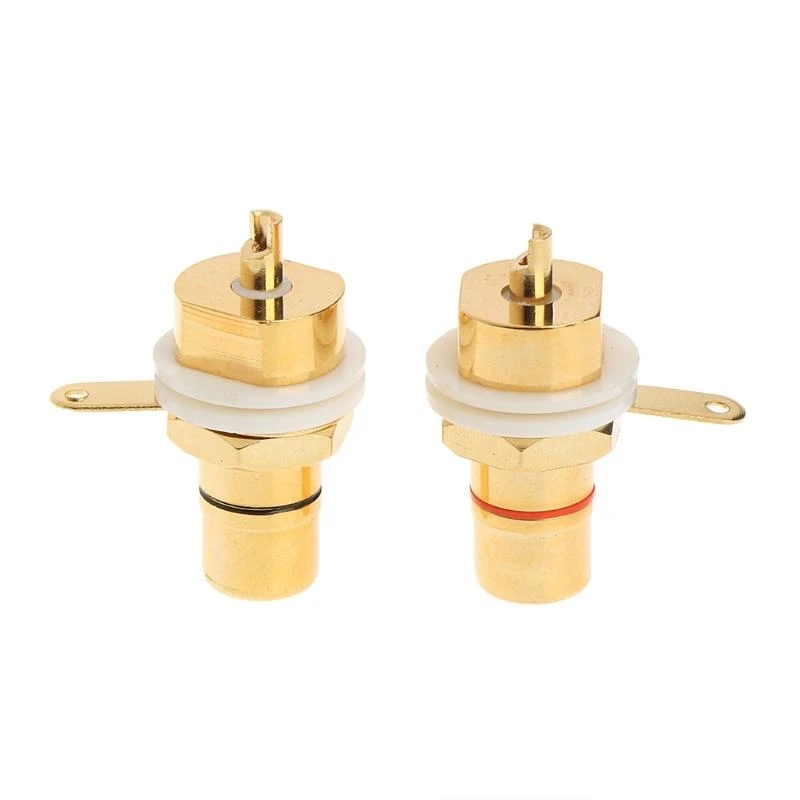 2 PCS CMC Gold Plated Copper RCA Female Phono Panel Connector 83CF