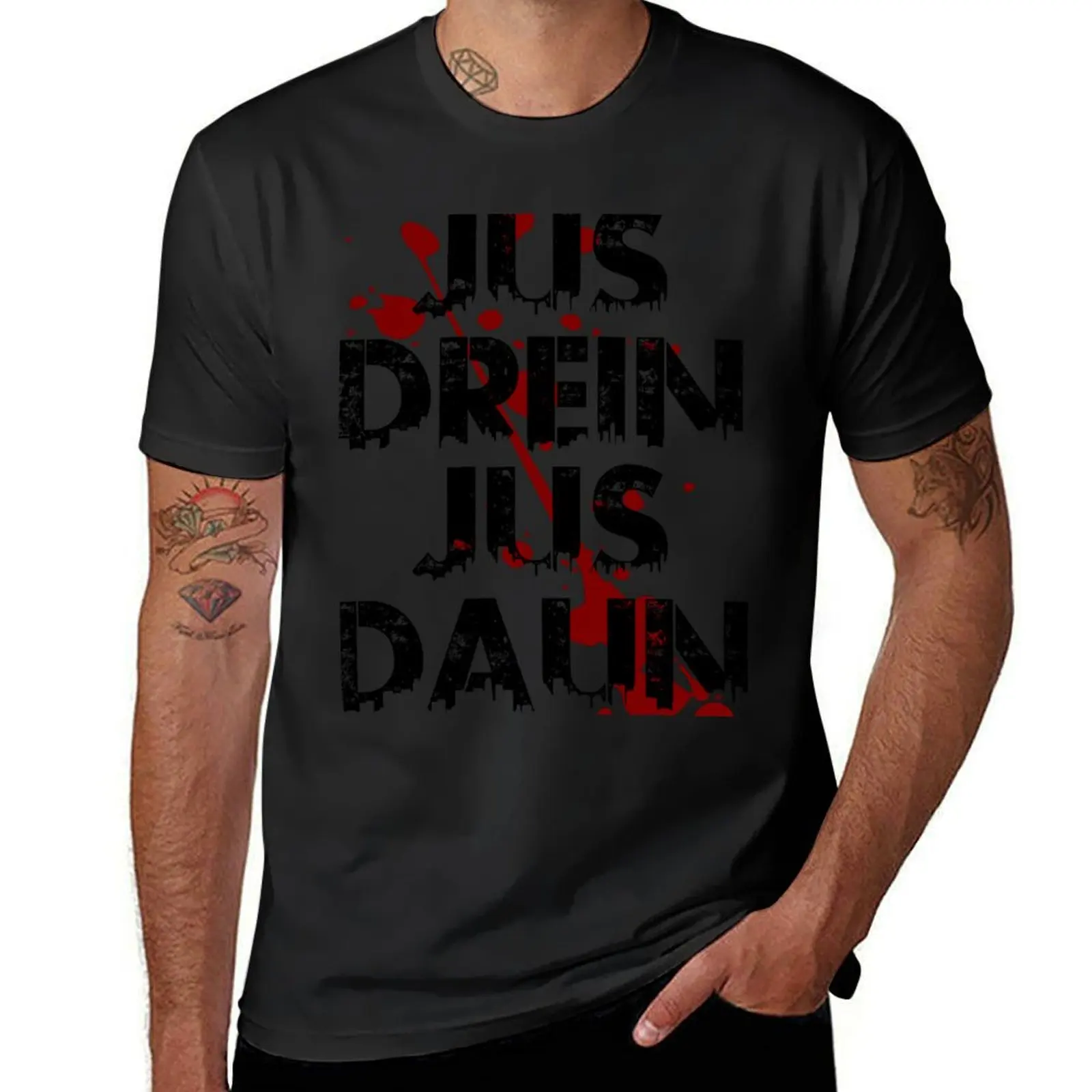 jus drein jus daun T-Shirt oversized boys animal print vintage clothes mens graphic t-shirts funny
