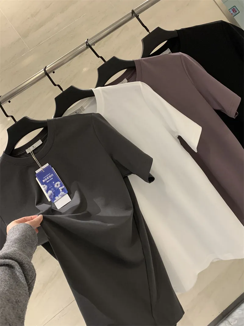 Casual round Neck Short Sleeve T-Shirt Men's Summer Cotton Pima Cotton Breathable Moisture Wicking Standard Fit Basic Style