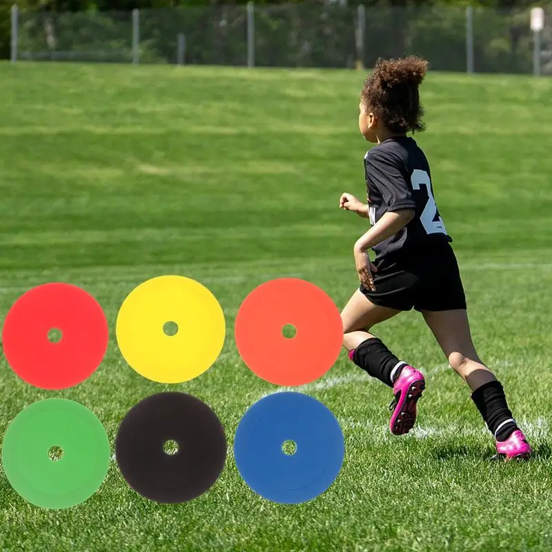 

10Pcs Football Flat Cones Marker Disc With Holes Football Basketball Sports Speed Agility Training Aids Markers