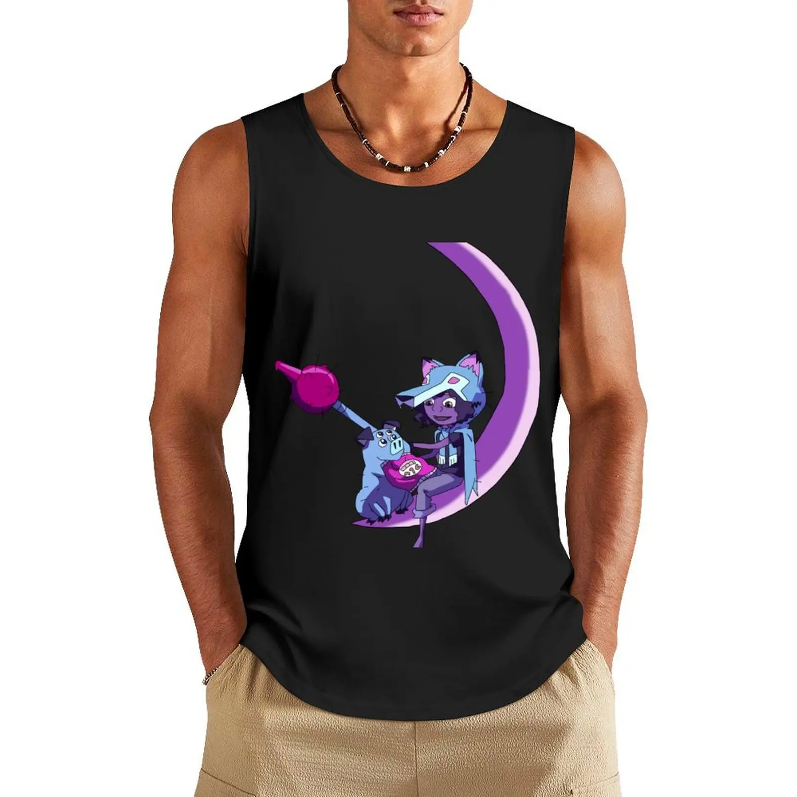 Wolf & Mandu - Kipo And The Age Of Wonderbeasts Sticker Tank Top T-shirt men singlet for men